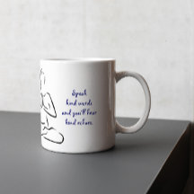 Speak Kind Worte Zitat Meditation Pose Tasse