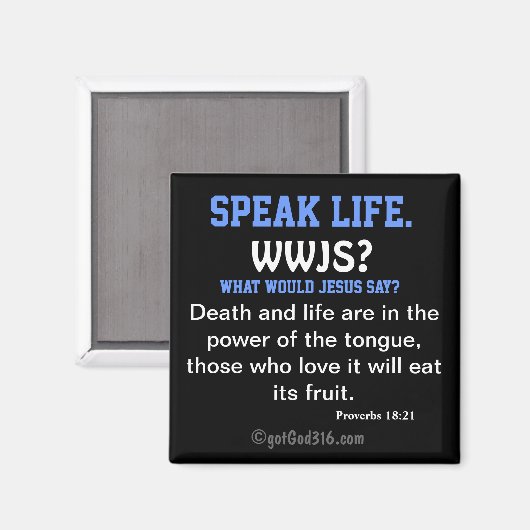Speak Life. gotGod316.com Scripting Magnet (Vorderseite/Rückseite)