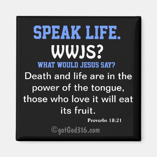 Speak Life. gotGod316.com Scripting Magnet (Vorne)