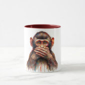 Speak No Evil Monkey Watercolor Art Tasse (Zentrum)