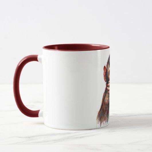 Speak No Evil Monkey Watercolor Art Tasse (Links)