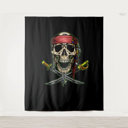 Speak Pirate Skull Hintergrund Wandteppich (Vorderseite)