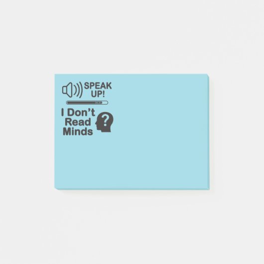 Speak Up – I Don’t Read Minds Funny Communication  Post-it Klebezettel (Vorderseite)