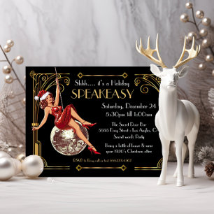 Speakeasy Christmas Great Gatsby Art Deco Party Einladung