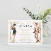 Speakeasy Flapper Great Gatsby Art Deco Party Einladung (Stehend Vorderseite)