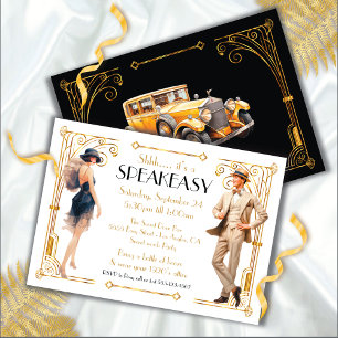 Speakeasy Flapper Great Gatsby Art Deco Party Einladung