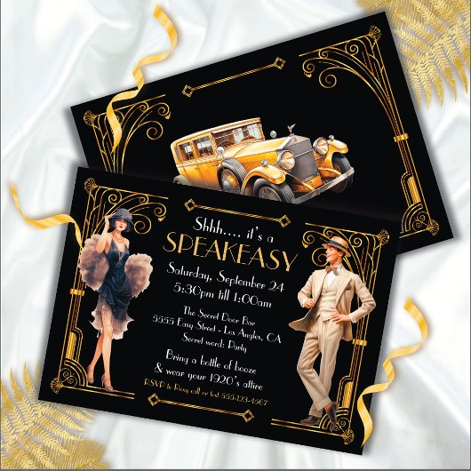 Speakeasy Flapper Great Gatsby Art Deco Party Einladung