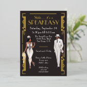 Speakeasy Flapper Party Afroamerikaner Folieneinladung (Stehend vorne)