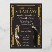 Speakeasy Flapper Party Folieneinladung (Vorderseite)