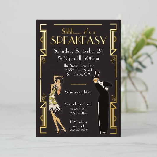 Speakeasy Flapper Party Folieneinladung (Stehend vorne)