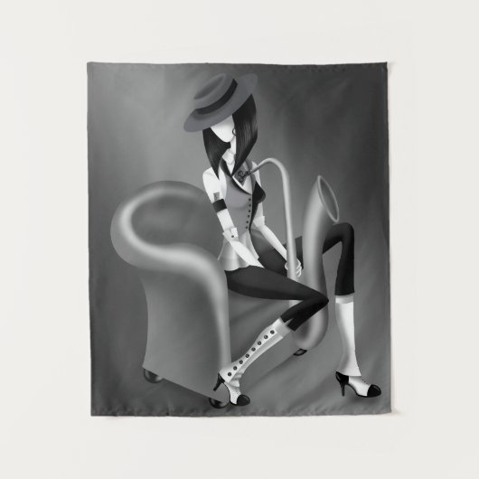 Speakeasy - grau monochrom wandteppich (Vorderseite)