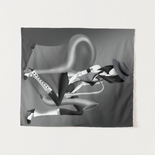 Speakeasy - grau monochrom wandteppich (Vorderseite (Horizontal))