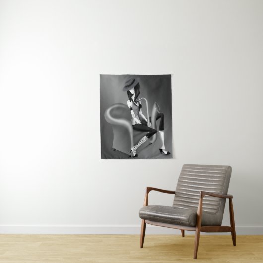 Speakeasy - grau monochrom wandteppich (Beispiel)