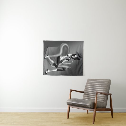 Speakeasy - grau monochrom wandteppich (Beispiel (Horizontal))