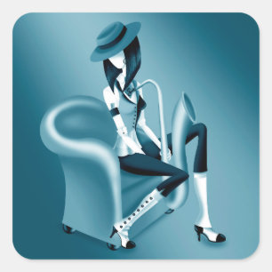 "Speakeasy" - Jazz Inspiriert Quadratischer Aufkleber