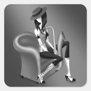 "Speakeasy" - Jazz Inspiriert Quadratischer Aufkleber