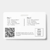 Speaker Name Badge QR Black White Logo ID Event Ausweis (Rückseite)