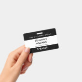 Speaker Name Badge QR Black White Logo ID Event Ausweis (Handheld)