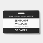 Speaker Name Badge QR Black White Logo ID Event Ausweis (Vorderseite)