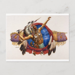 Spear Warrior Native American Postkarte