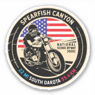 Spearfish Canyon South Dakota Motorrad Aufkleber