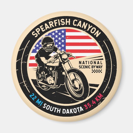 Spearfish Canyon South Dakota Motorrad Magnet (Vorne)