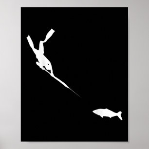 Spearfishing Freediver Fischjagd T-Shirt  Poster