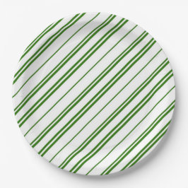 Spearmint Candy Cane Christmas Stripes Pappteller