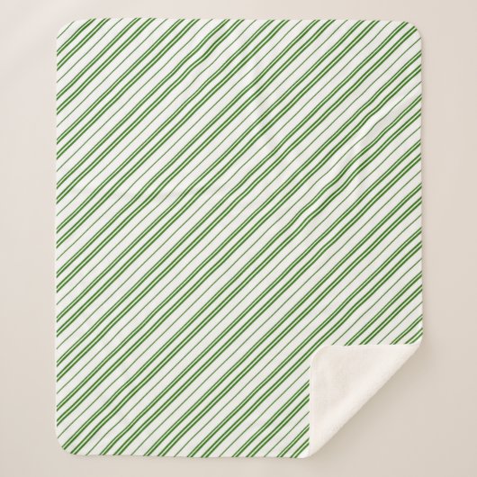 Spearmint Candy Cane Christmas Stripes Sherpadecke (Vorderseite)