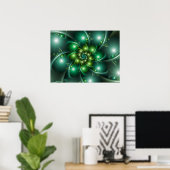 Spearmint Green Fraktal Spiral Poster (Heimbüro)