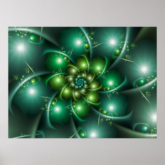 Spearmint Green Fraktal Spiral Poster (Vorne)