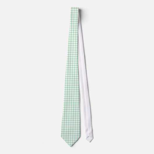 Spearmint Green Gingham Pattern Neckties für Männe Krawatte (Vorderseite)