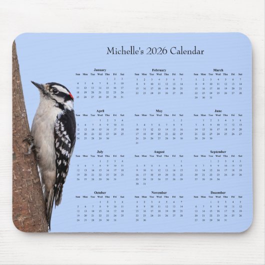 Specht auf einem Baum – Kalender 2026 Mousepad (Vorne)