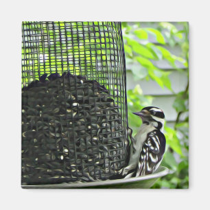 Specht auf Vogelzufuhr Kühlschrank-Magneten Magnet