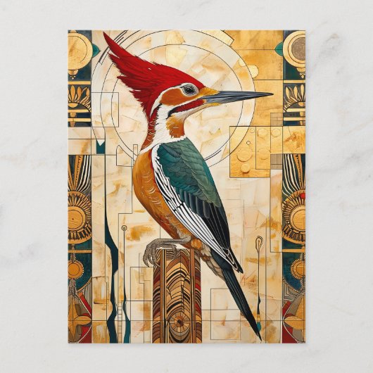 Specht-Totem – Art Deco Rhythmus Postkarte (Vorderseite)