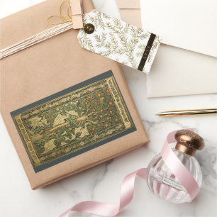 Specht von William Morris, Vintage Textilkunst Rechteckiger Aufkleber