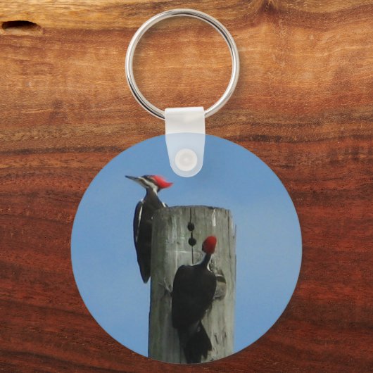 Spechte an einem Loch Schlüsselanhänger (Vorderseite)