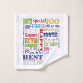 Special 100th Birthday Party Personalized Ohrts Badhandtuch Set (Waschlappen)