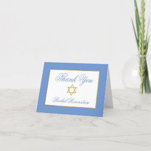 Special 1 Bat Mitzvah Blue Gold geflochten Dankeskarte