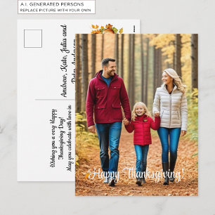 Special 1 Familienfreundliches Foto Thanksgiving Feiertagspostkarte