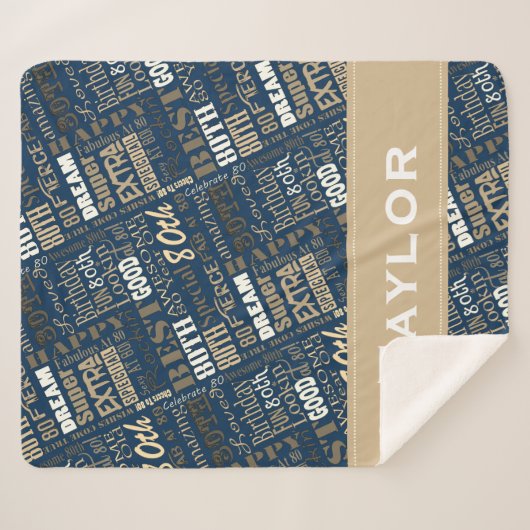 Special 80 th Birthday Party Foto Monogram Sherpadecke (Vorderseite (Horizontal))