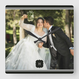 Special Add Foto Wedding Wall Clock Quadratische Wanduhr