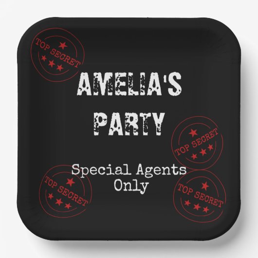 Special Agent - Spy Theme Top Secret Party Pappteller (Vorderseite)