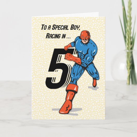 Special Boy 5. Geburtstag Superheld Karte (Vorderseite)