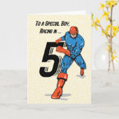 Special Boy 5. Geburtstag Superheld Karte (Gelbe Blume)