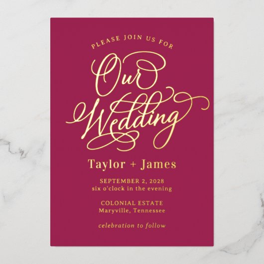 Special Day REAL FOIL Elegante Hochzeit Einladung (Vorderseite)