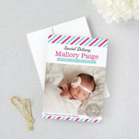 Special Delivery Baby Girl Aqua Pink Foto Geburt