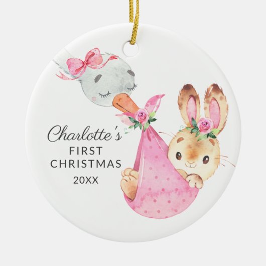 Special Delivery Baby's First Christmas Bunny Keramik Ornament (Vorne)