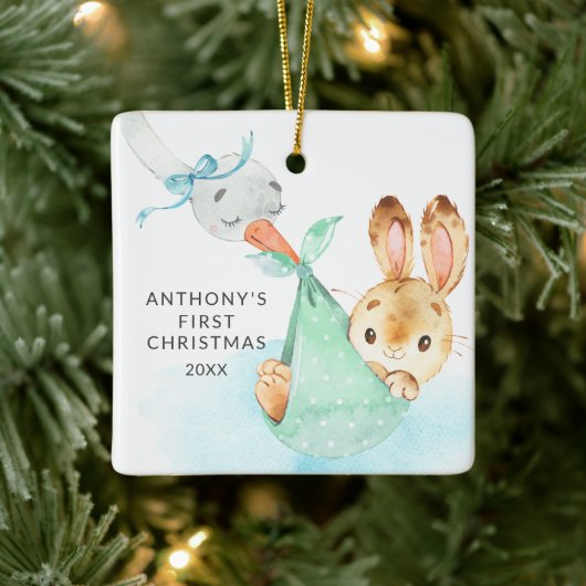Special Delivery Baby's First Christmas Bunny Keramikornament (Baum)