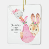 Special Delivery Baby's First Christmas Bunny Keramikornament (Links)
